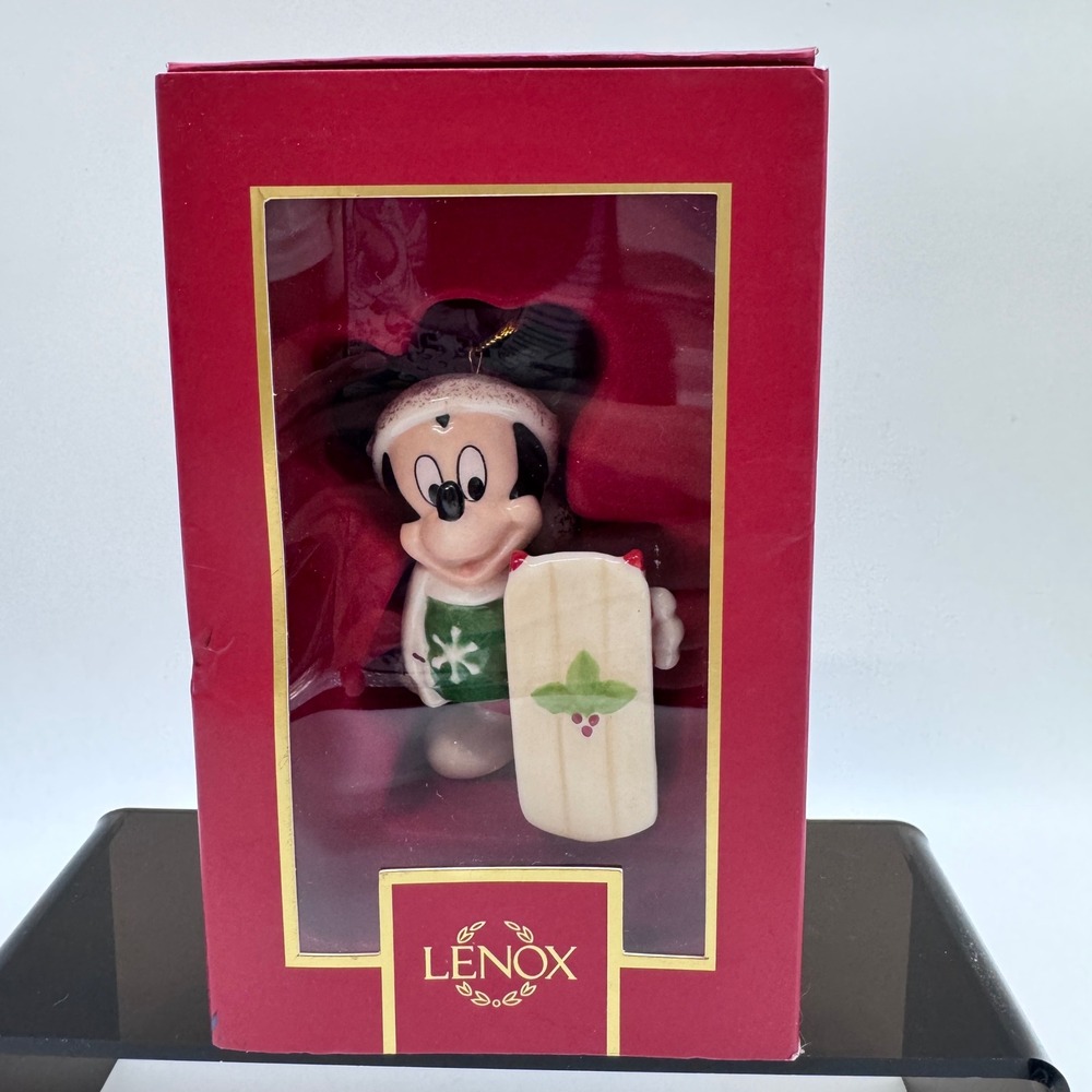 Lenox Ornament Red Let It Snow Mickey Mouse Disney Showcase Sled Boxed